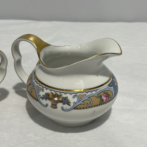 Crown Imperial Czechoslovakia Rosari fruit pattern sugar bowl creamer set of 2 - Picture 8 of 16